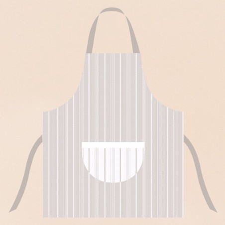 Tablier cuisine écru en coton rayé | Hashtag Déco