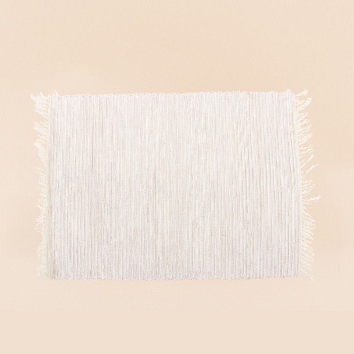 Set de table côtelé frangé beige 35x50cm | Hashtag Déco