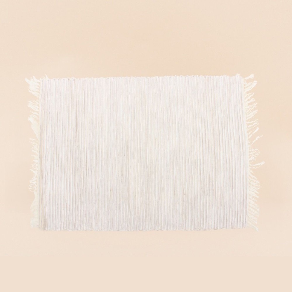 Set de table côtelé frangé beige 35x50cm | Hashtag Déco
