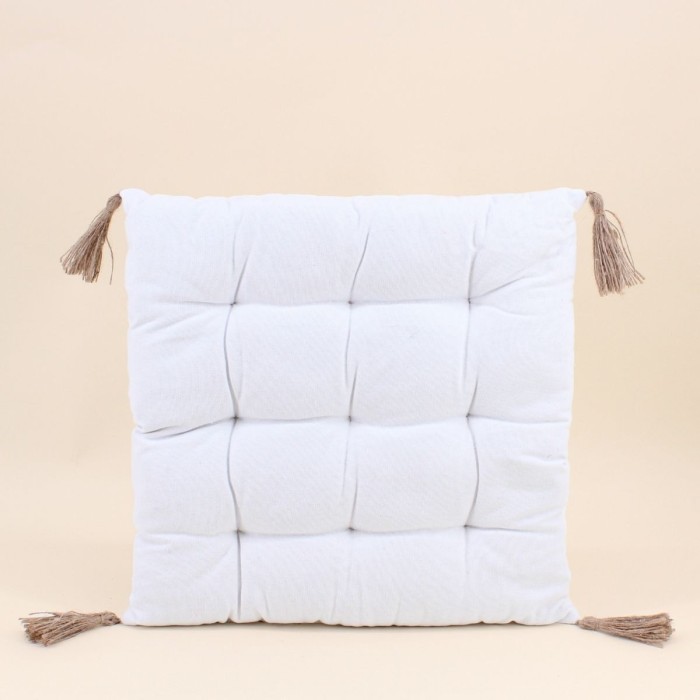Galette de chaise blanche coton 40x40cm | Hashtag Déco
