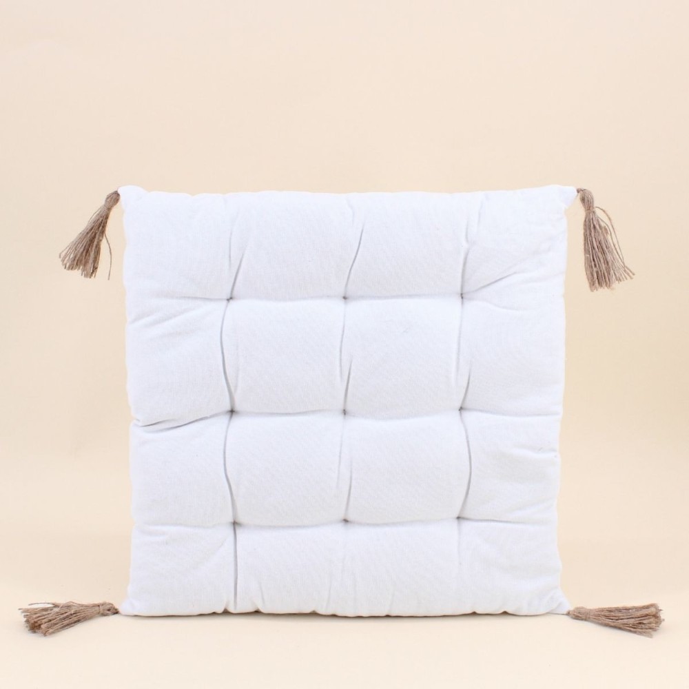 Galette de chaise blanche coton 40x40cm | Hashtag Déco