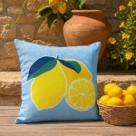 Coussin extérieur citron jaune coton 40x40cm | Hashtag Déco