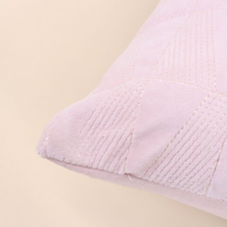 Coussin en velours rose brodé 30x50cm | Hashtag Déco