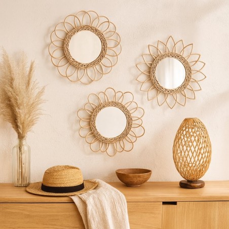 Miroir en rotin rond 30cm naturel | Hashtag Déco