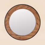 Miroir rond bois naturel et métal 80cm | Hashtag Déco