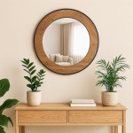 Miroir rond bois naturel et métal 80cm | Hashtag Déco