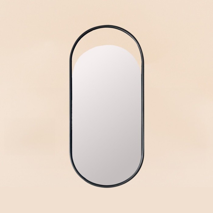 Miroir ovale métal noir 50x22cm élégant | Hashtag Déco