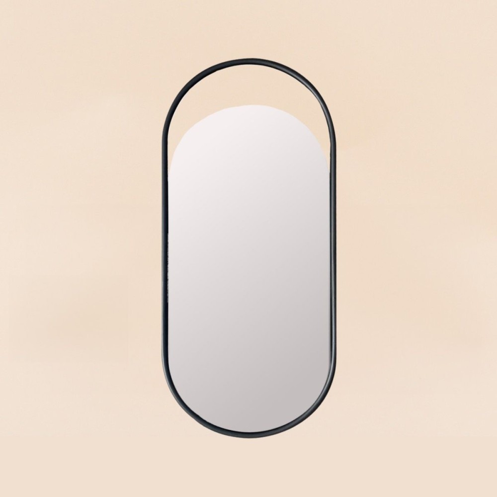 Miroir ovale métal noir 50x22cm élégant | Hashtag Déco