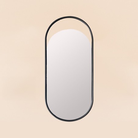 Miroir ovale métal noir 50x22cm élégant | Hashtag Déco