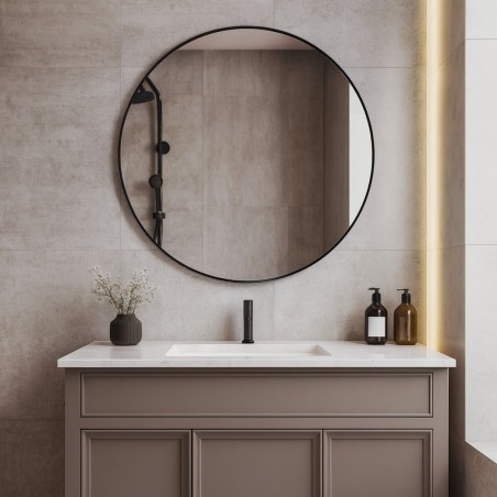 Miroir rond métal noir 80cm élégant | Hashtag Déco