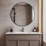 Miroir rond métal noir 80cm élégant | Hashtag Déco