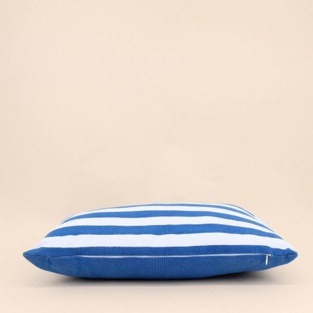 Coussin rayé coton bleu et blanc 30x50 cm | Hashtag Déco