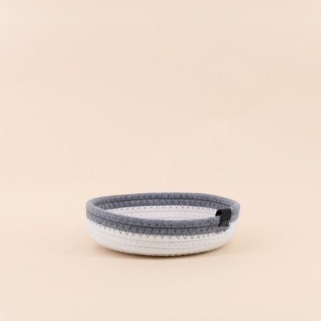Panier en corde blanc détail gris 20x5cm