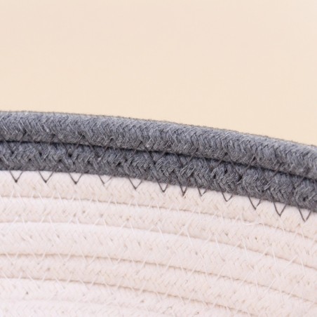 Panier en corde blanc détail gris 25x7,5cm