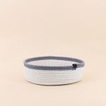 Panier en corde blanc détail gris 30x10cm