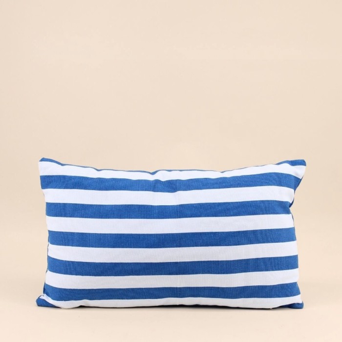 Coussin rayé coton bleu et blanc 30x50 cm | Hashtag Déco