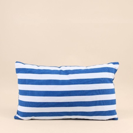 Coussin rayé coton bleu et blanc 30x50 cm | Hashtag Déco