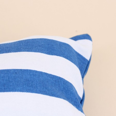 Coussin rayé coton bleu et blanc 30x50 cm | Hashtag Déco