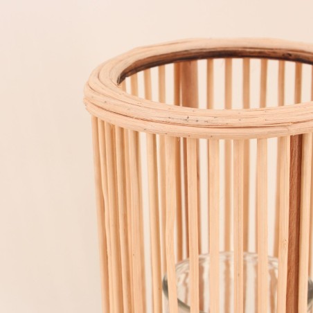 Set de 3 lanternes en bambou naturel, noir