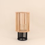 Set de 3 lanternes en bambou naturel, noir