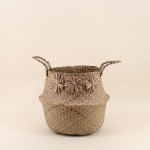 Panier naturel avec pompons 35x31cm