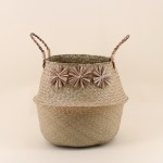 Set de 3 paniers en fibres naturelles avec pompons