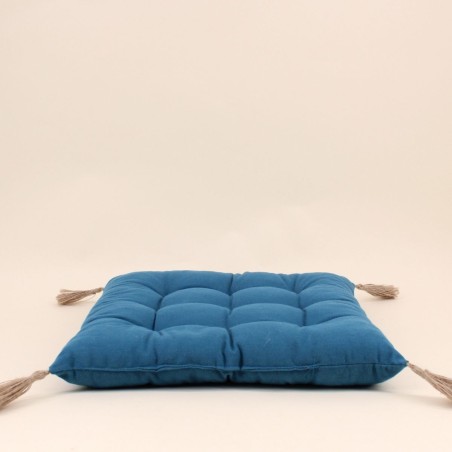 Lot de 4 galettes de chaises coton bleu 40cm | Hashtag Déco