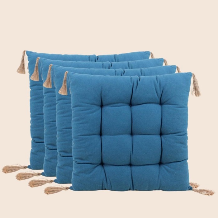 Lot de 4 galettes de chaises coton bleu 40cm | Hashtag Déco