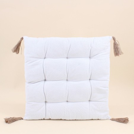 Lot de 4 galettes de chaises coton blanc 40cm | Hashtag Déco