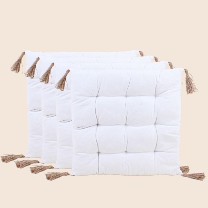Lot de 4 galettes de chaises coton blanc 40cm | Hashtag Déco