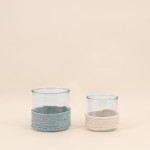 Set de 2 photophores verre et corde beige | Hashtag Déco