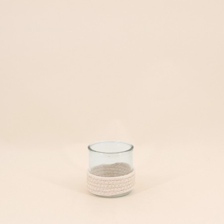 Set de 2 photophores verre et corde beige | Hashtag Déco