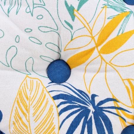 Coussin de sol blanc motifs tropical coton | Hashtag Déco