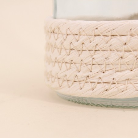 Set de 2 photophores verre et corde beige | Hashtag Déco