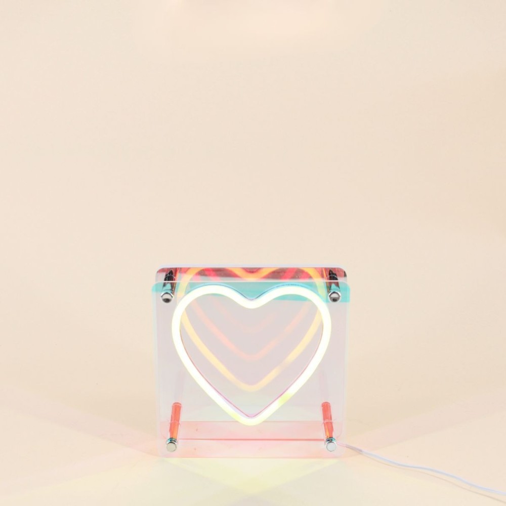 Cadre néon coeur 3D coloré 15x15cm