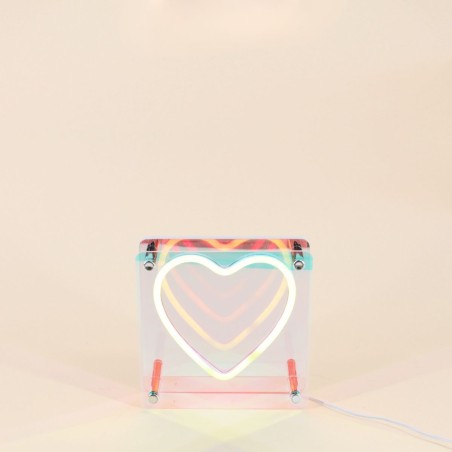 Cadre néon coeur 3D coloré 15x15cm