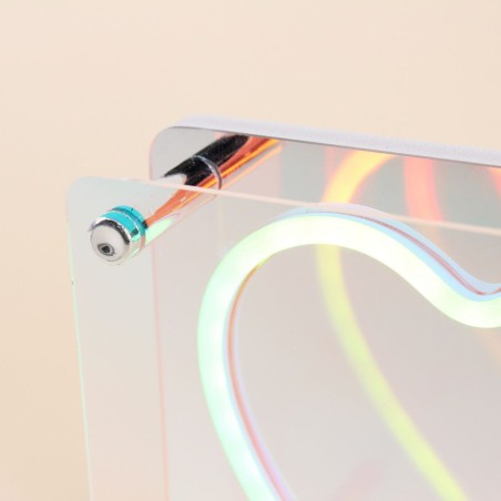 Cadre néon coeur 3D coloré 15x15cm