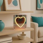 Cadre néon coeur 3D coloré 15x15cm