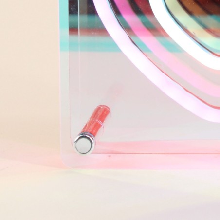 Cadre néon double coeur coloré 15x15cm