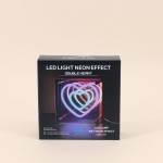 Cadre néon double coeur coloré 15x15cm