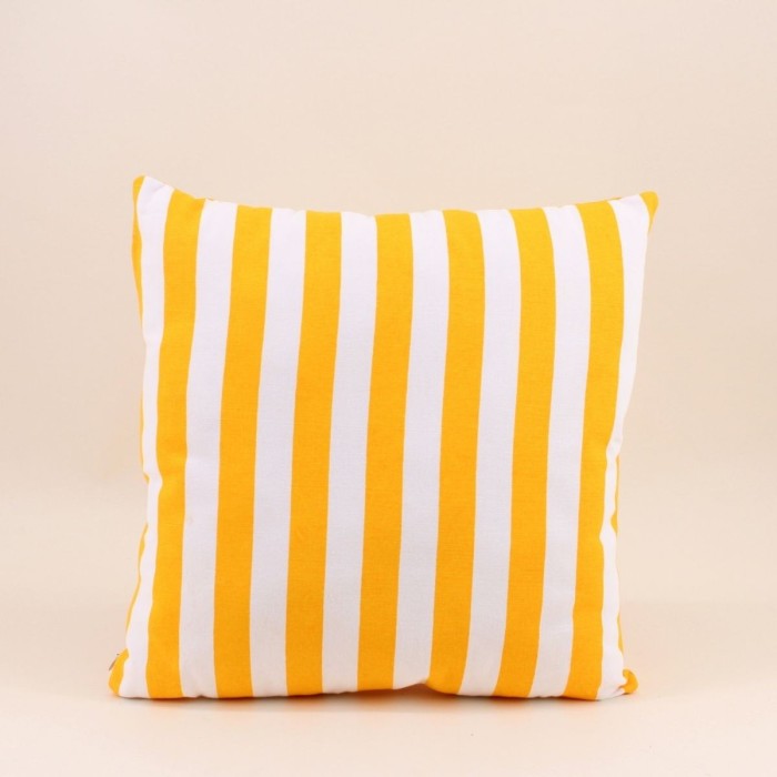Coussin rayé jaune et blanc en coton 40x40cm | Hashtag Déco
