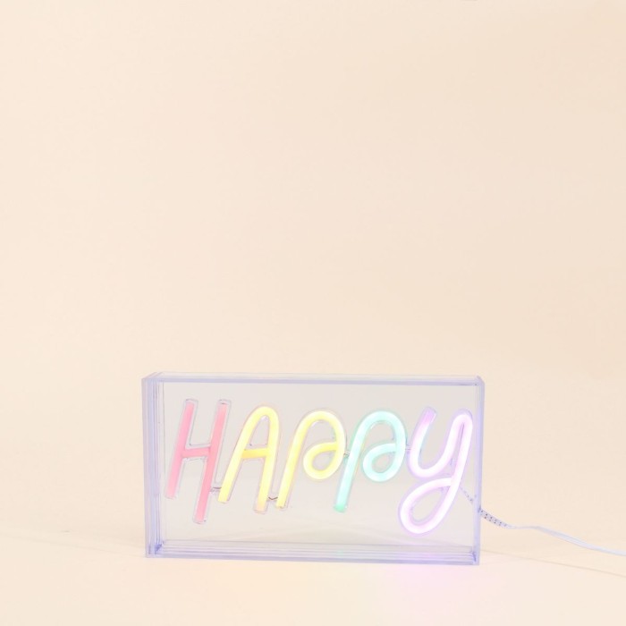 Cadre néon Happy multicolore 23x13cm