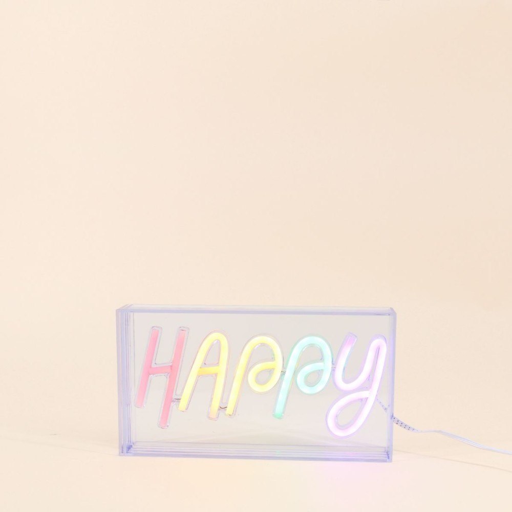 Cadre néon Happy multicolore 23x13cm