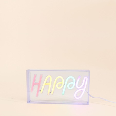 Cadre néon Happy multicolore 23x13cm