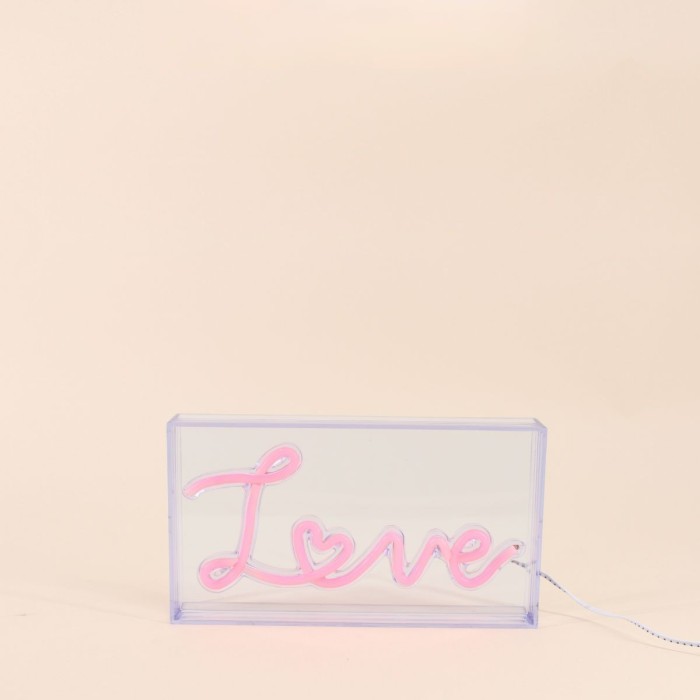 Cadre néon Love rose 23x13cm