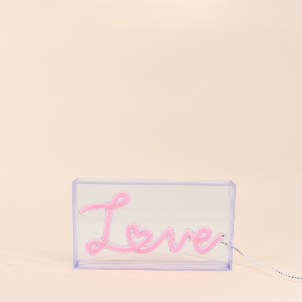 Cadre néon Love rose 23x13cm