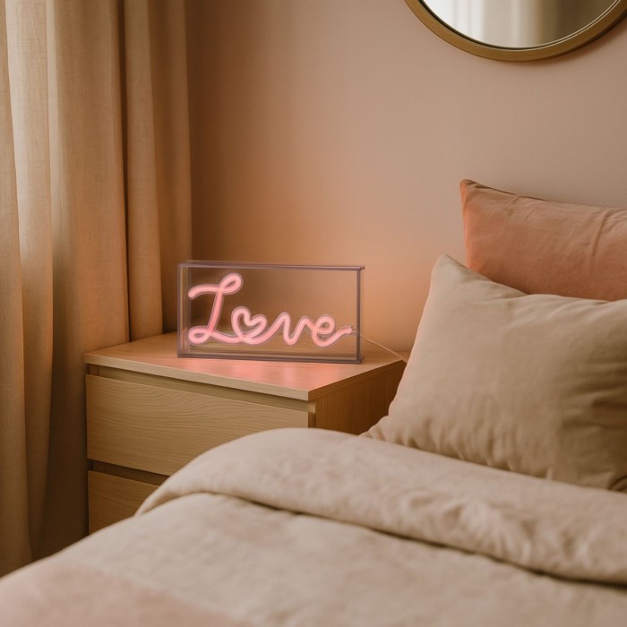 Cadre néon Love rose 23x13cm