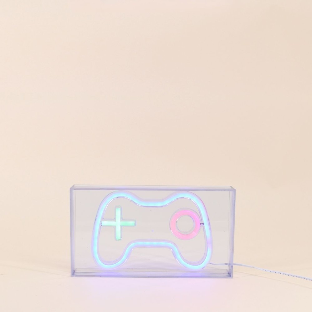 Cadre néon gamer console multicolore 23x13cm