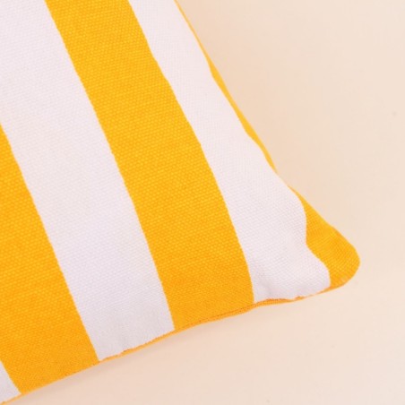 Coussin rayé jaune et blanc en coton 40x40cm | Hashtag Déco