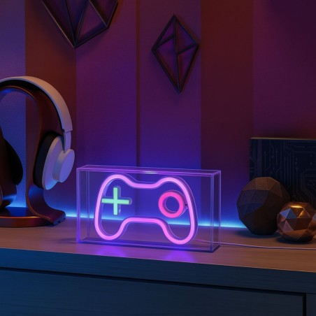 Cadre néon gamer console multicolore 23x13cm